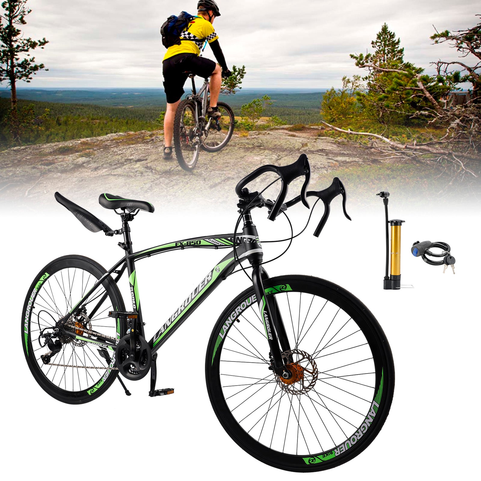 27-Speed Road Bike with Disc Brakes & Stylish Suspension 26"