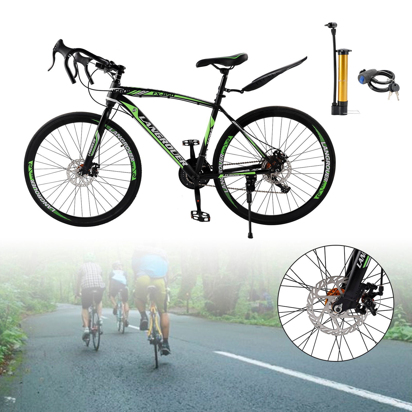 27-Speed Road Bike with Disc Brakes & Stylish Suspension 26"