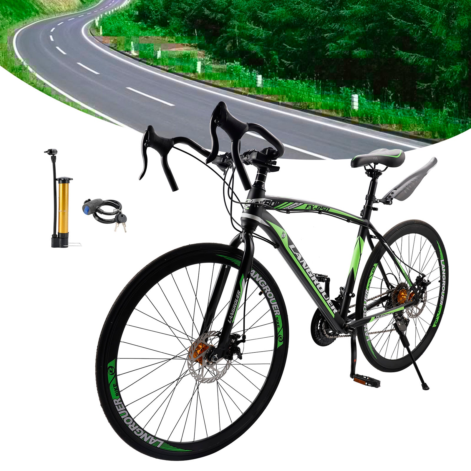 27-Speed Road Bike with Disc Brakes & Stylish Suspension 26"