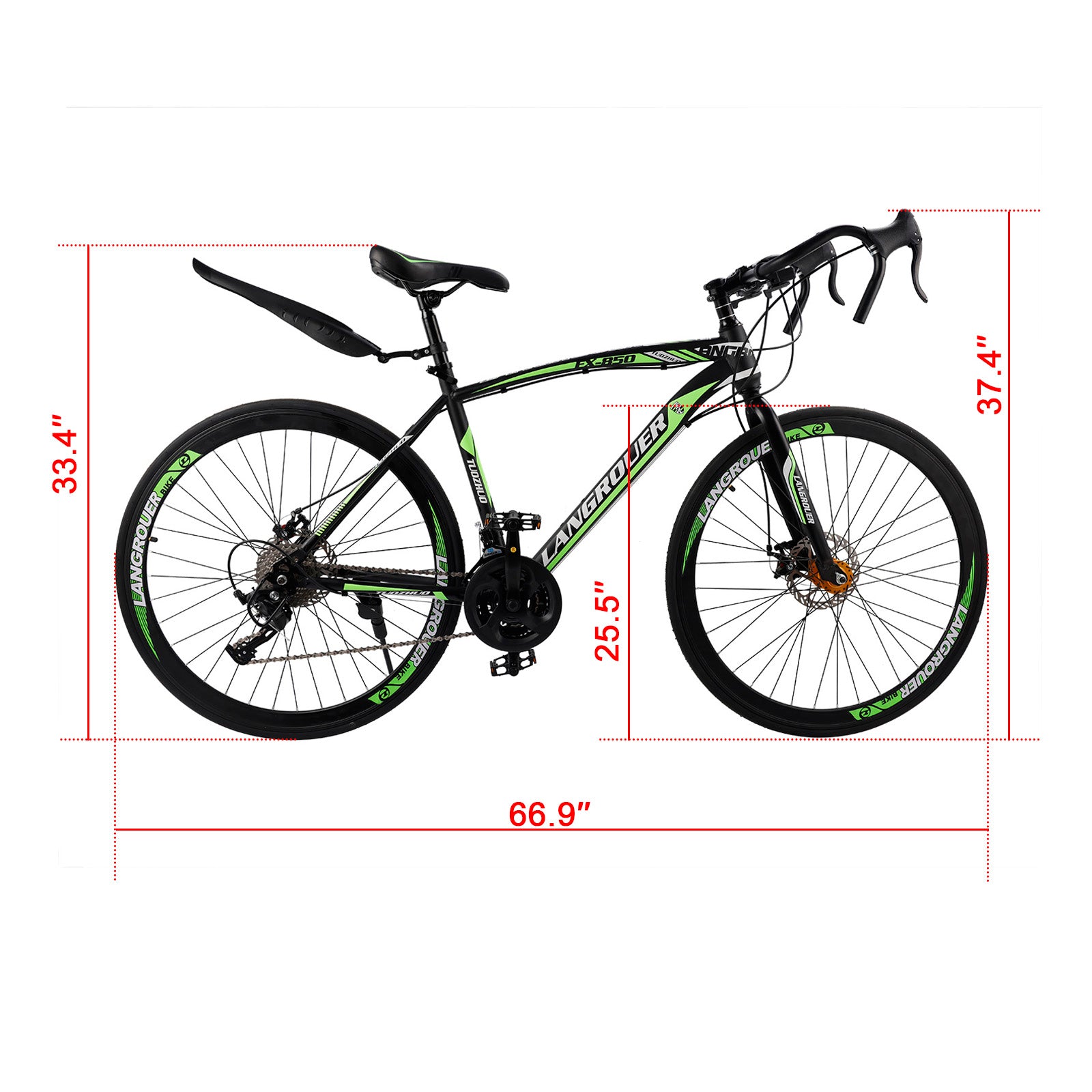 27-Speed Road Bike with Disc Brakes & Stylish Suspension 26"
