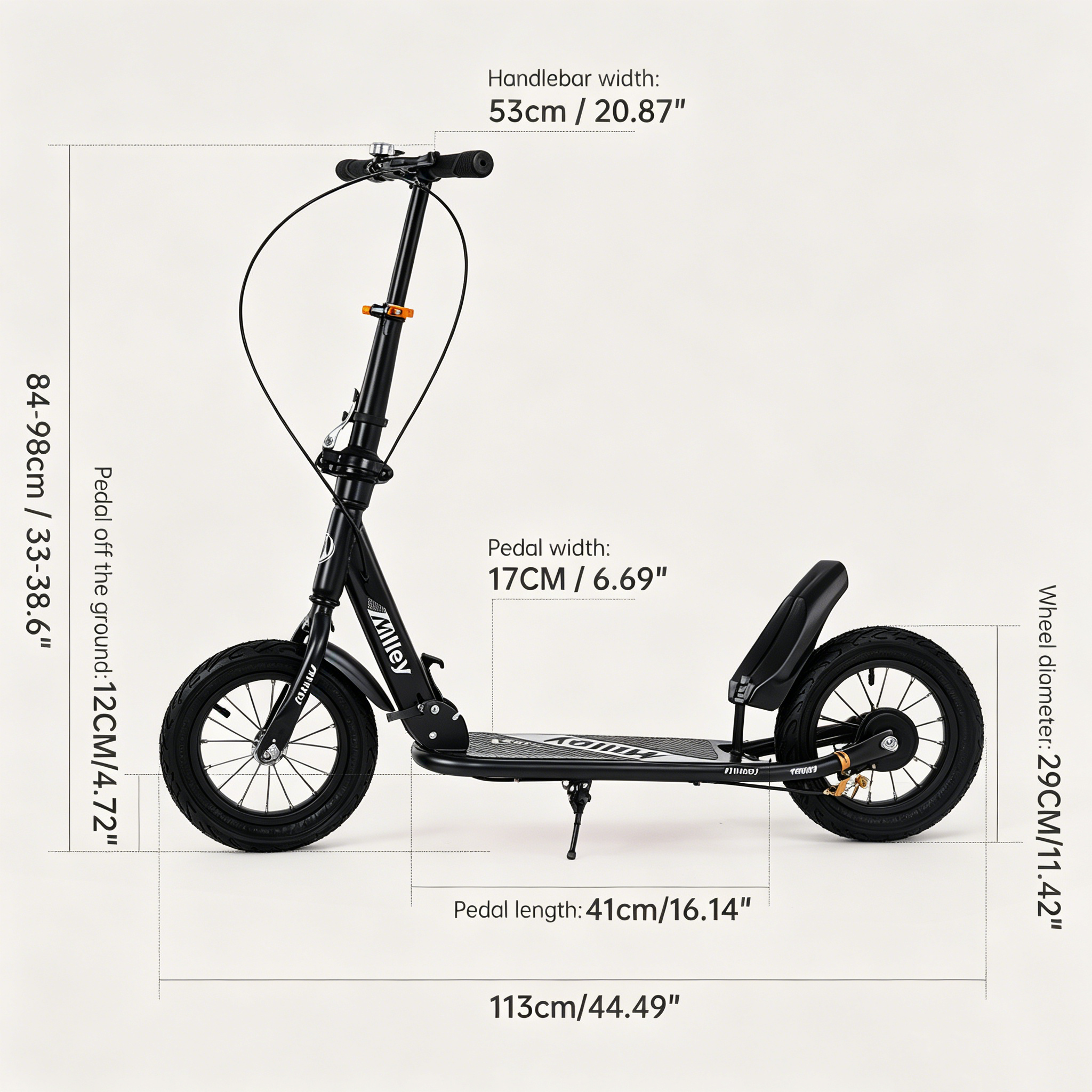 Black Foldable Commuter Scooter for Adults & Teens – Shock-Absorbing, 12" Air Tires