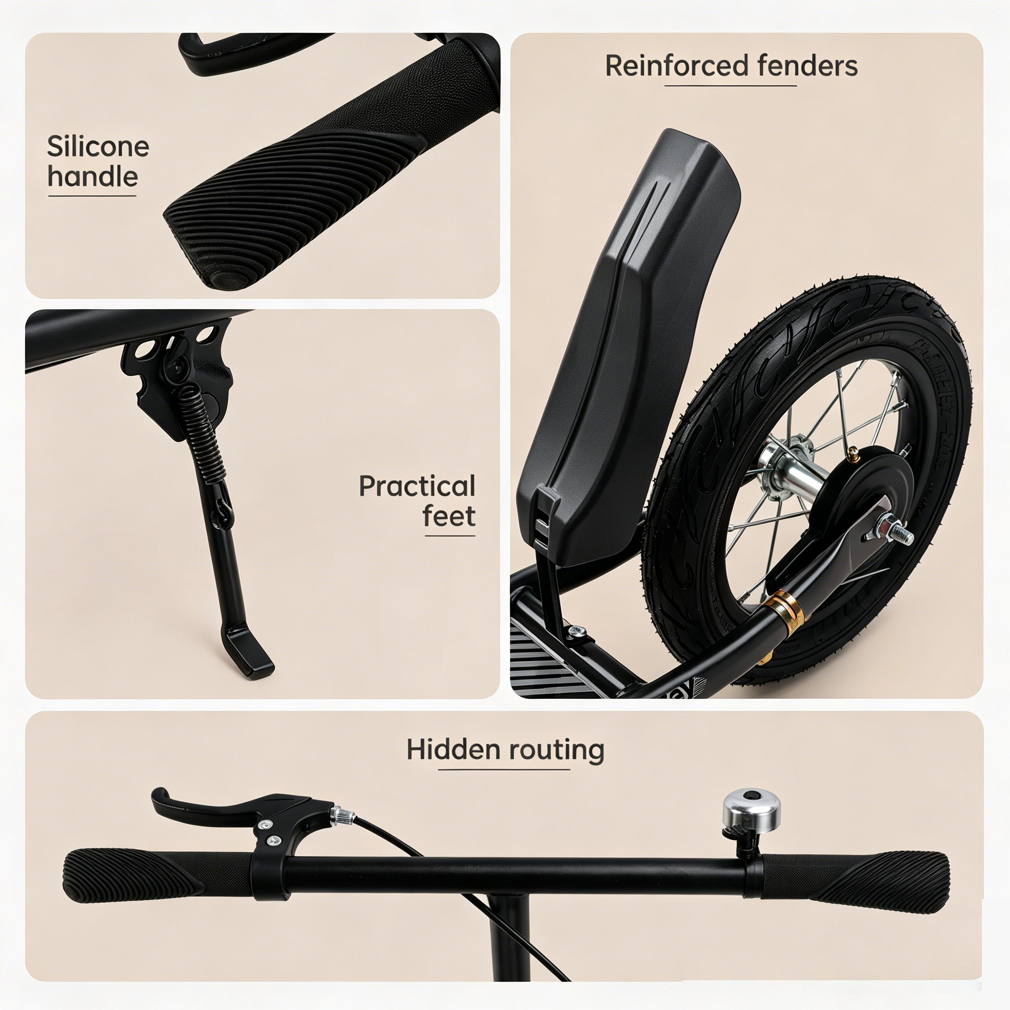 Black Foldable Commuter Scooter for Adults & Teens – Shock-Absorbing, 12" Air Tires