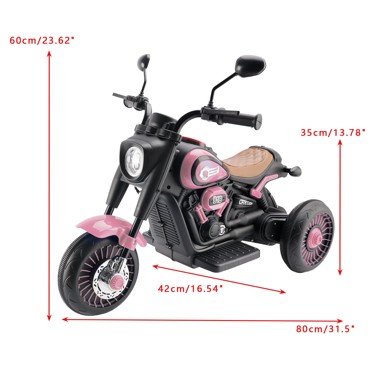 3-Wheel 6V Kids Ride-On Motorcycle with Colorful Light & Music – Pink