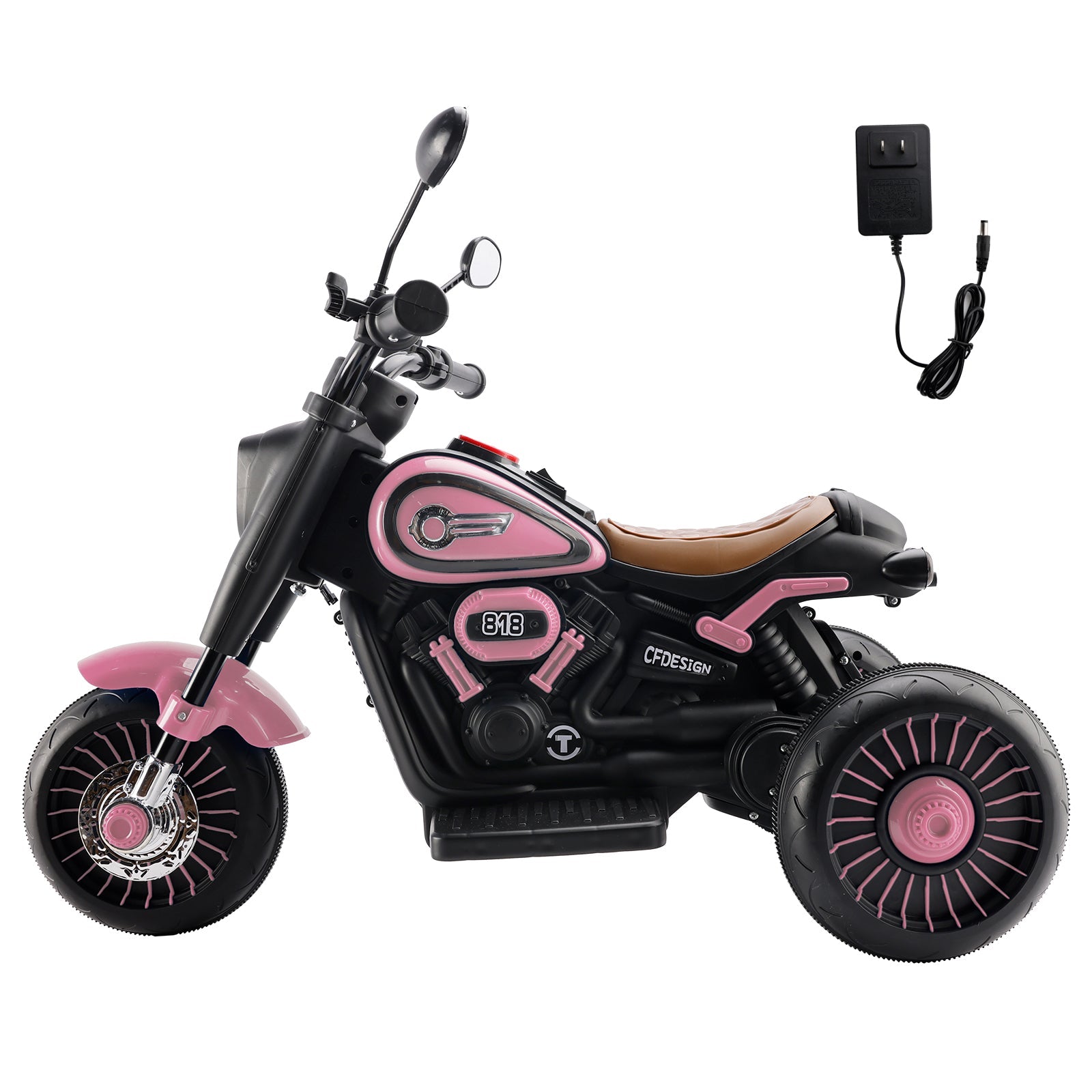3-Wheel 6V Kids Ride-On Motorcycle with Colorful Light & Music – Pink