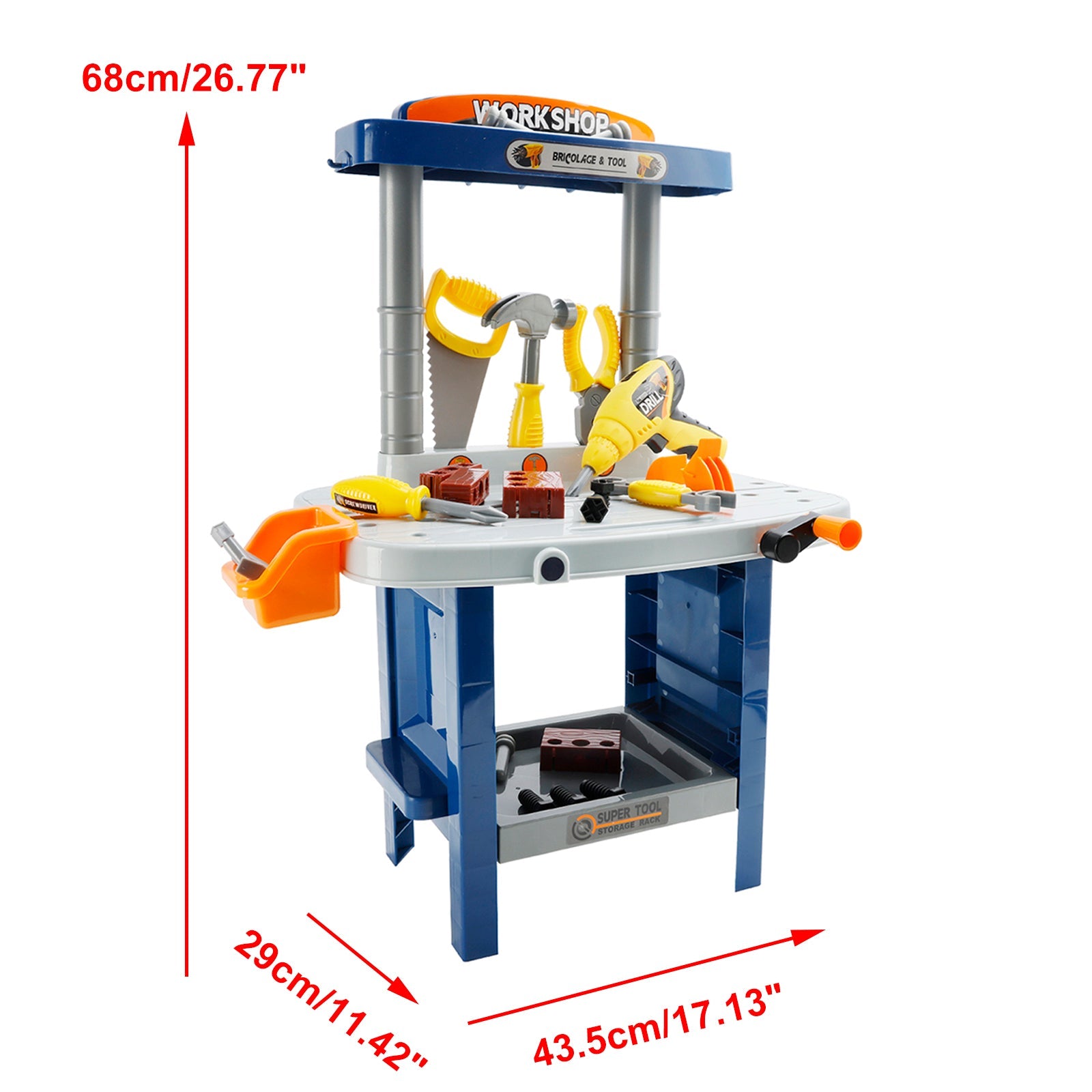 37+Pcs Kid Workbench Electric Drill Tool Pretend Play Workshop Construction Toy