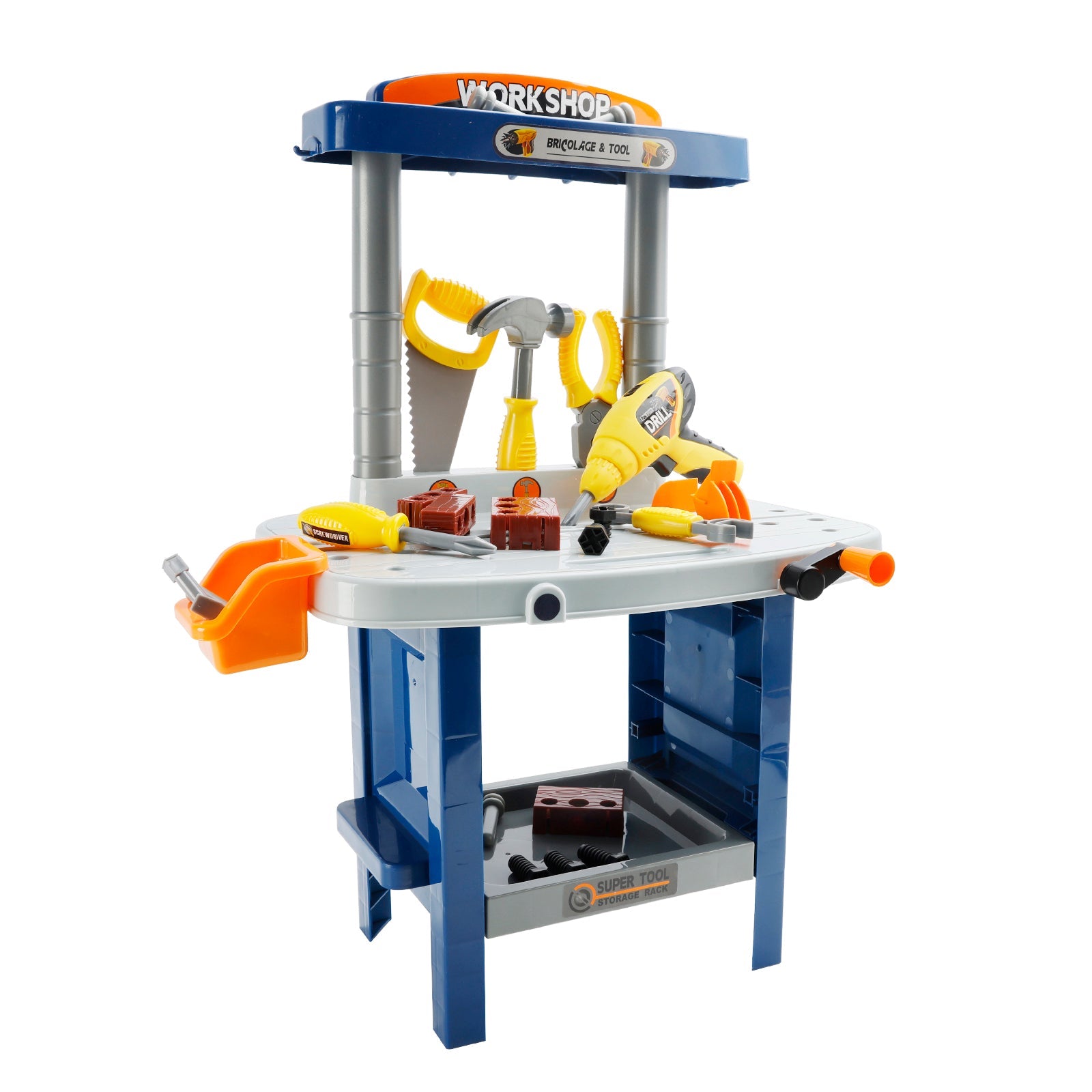 37+Pcs Kid Workbench Electric Drill Tool Pretend Play Workshop Construction Toy