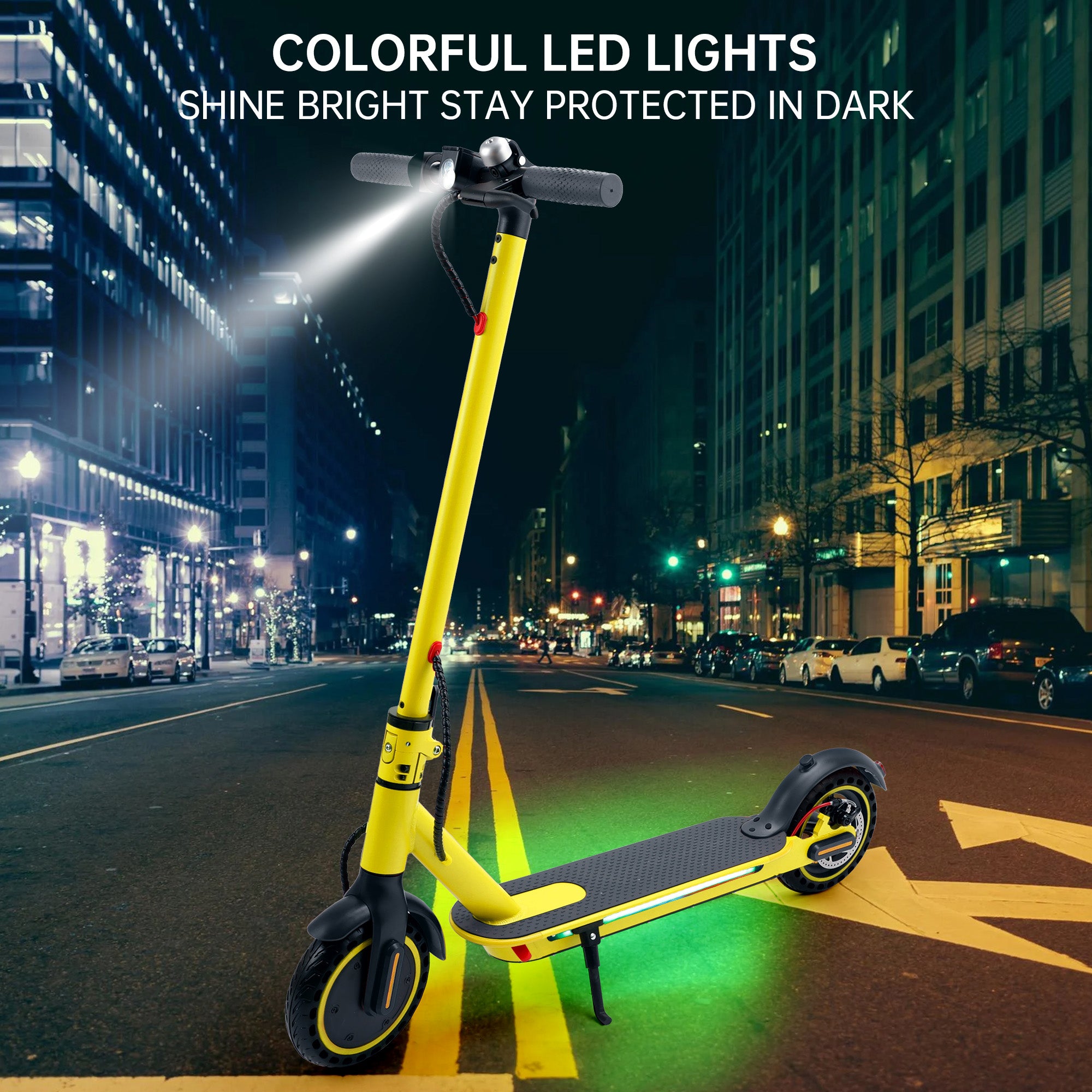 8.5" Folding Electric Scooter With app 350W 35KM Range 30km/h City Commute Yellow