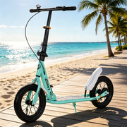 Green Commuter Scooter for Teens & Adults – Foldable, Shock-Absorbing, 12" Air Tires
