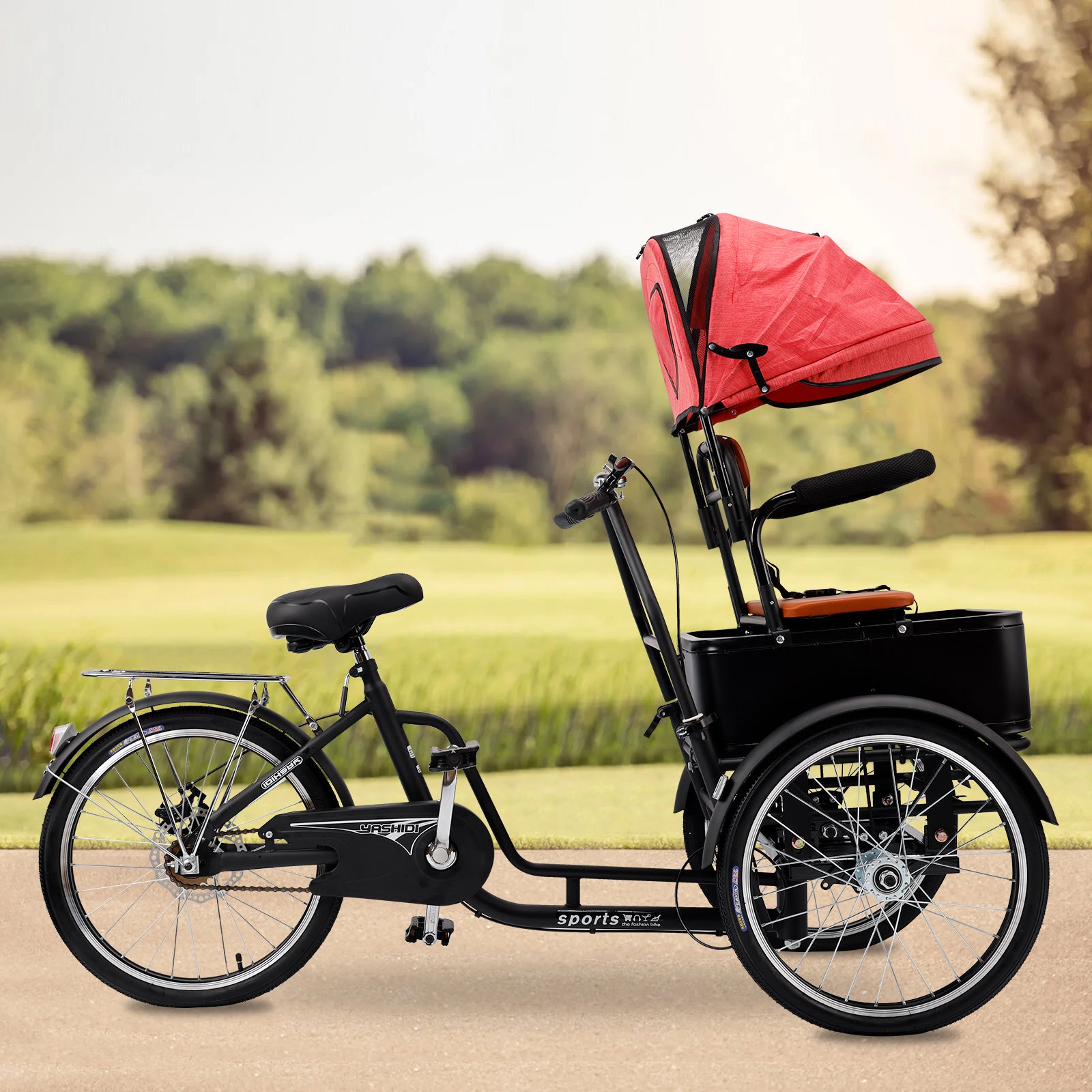 20 inches Pet Dog Cart Tricycle Shopping Three Wheel Tricycle with Sunshade