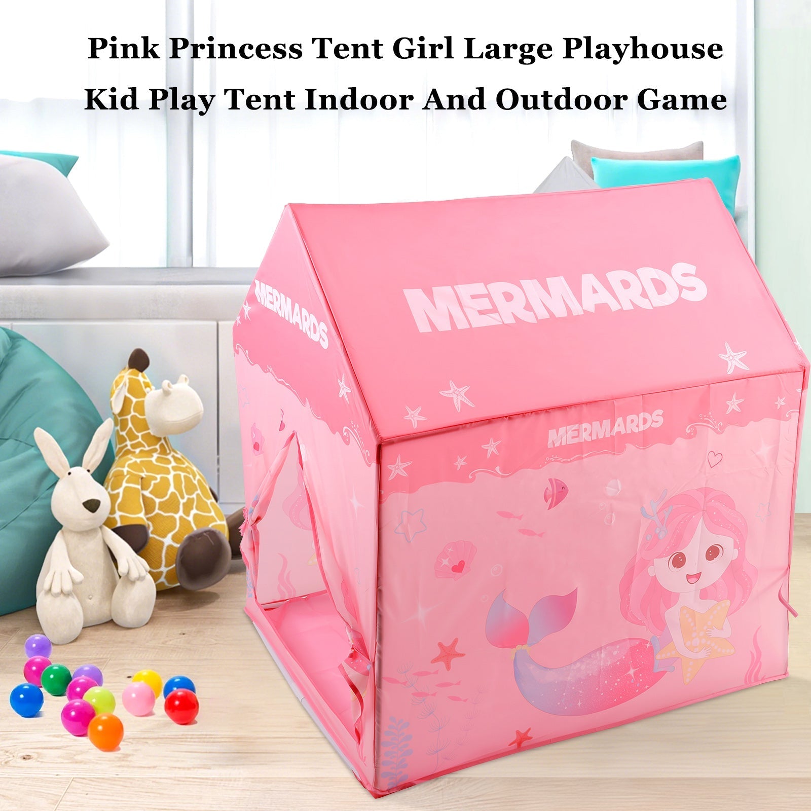 Princess Play Tent for Girls – Large Pink Kids Playhouse, Indoor Outdoor Play Tent for Children’s Games & Fun