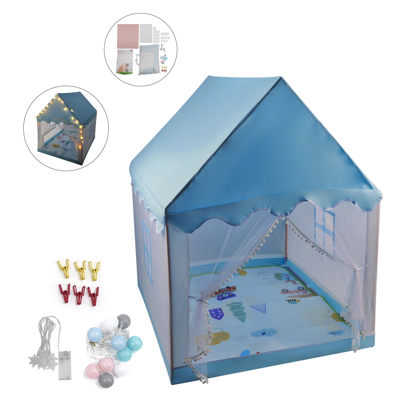 Assembly Tent with Metal Frame Kids Indoor Play Tent fit for Boys & Girls
