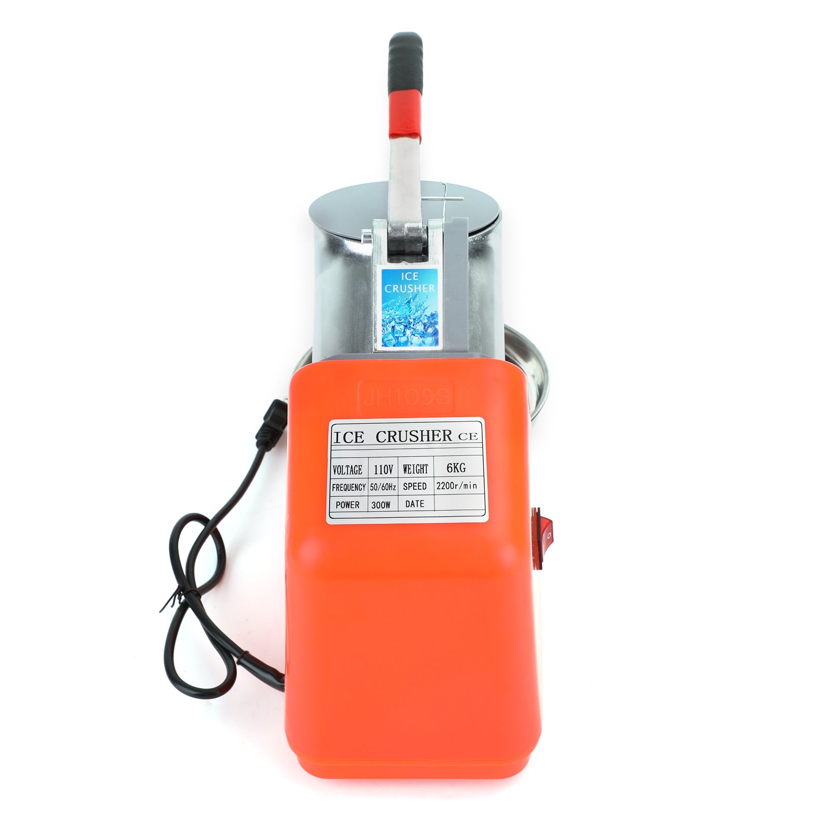 Summer Essential Orange 300W Electric Ice Crusher Machine,Shaver Snow Cone Maker,Dual Blades Aluminium Cover, Kitchen Utensils for Home Commercial Use