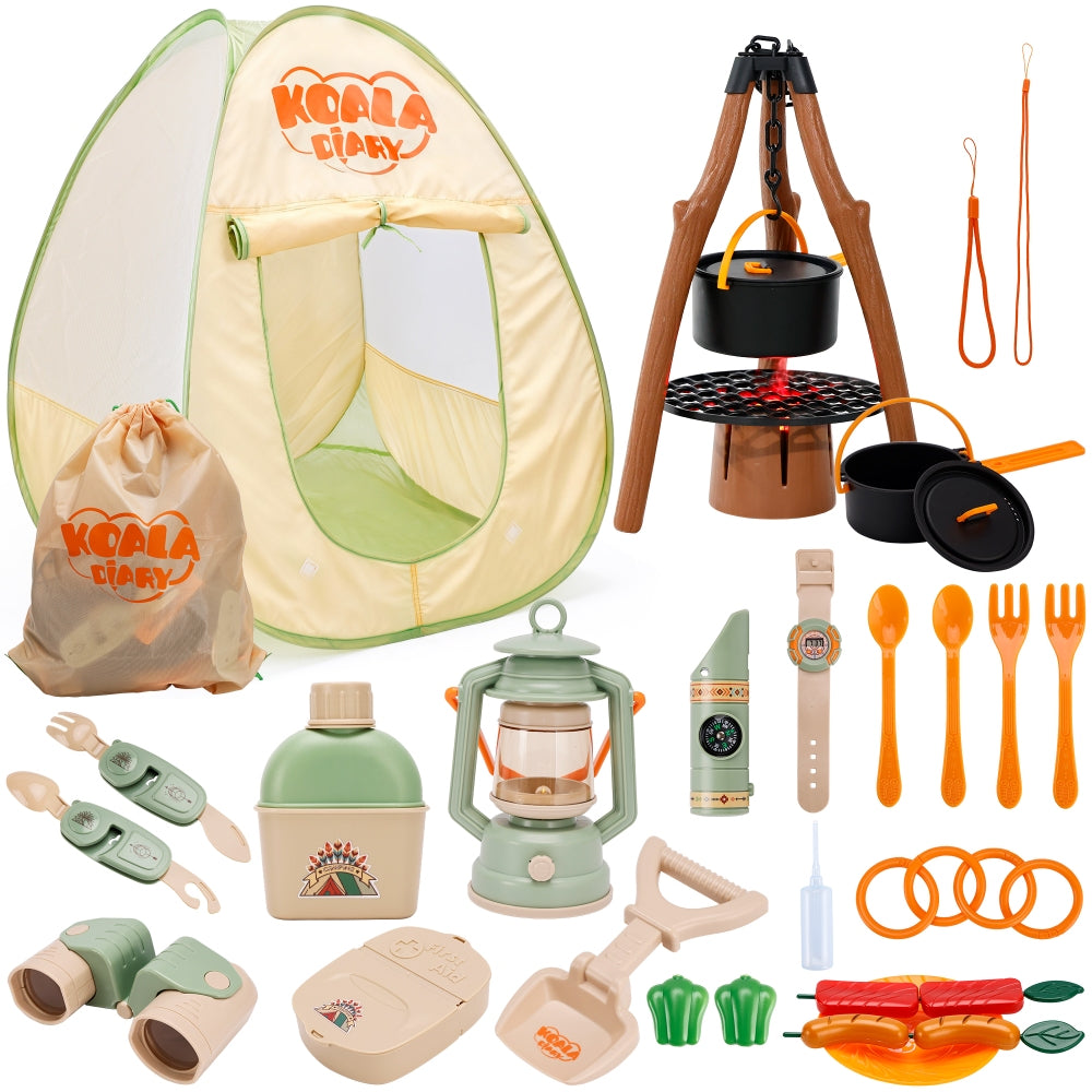 42Pcs Camping Pretend Play Tent Toy Campfire Kids Camping Set with Tent73