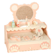 Kids Vanity Set with Storage Drawer Little Girls' Makeup Table with Mirror Toddler Pretend Play Vanity Desk with 8 Makeup Accessories Princess Vanity for 3+ Years Old Kids
