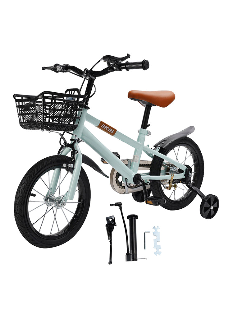 18" Children Bicycle Toddlers Bike with Training Wheels Basket Kickstand Red