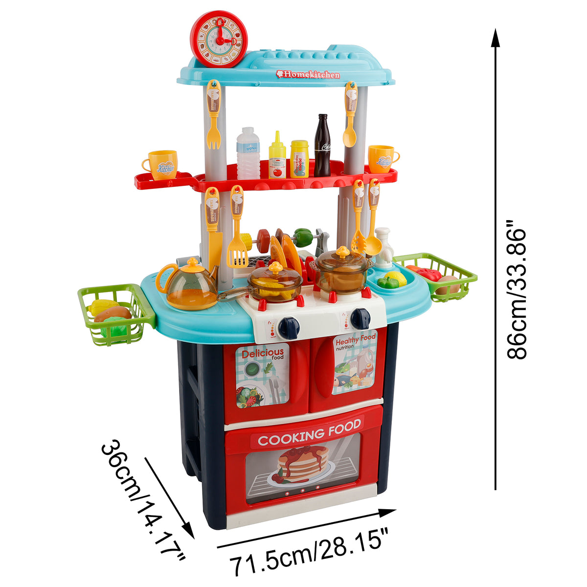 Plastic Tableware Kitchen Set With Sound, Light And Spray Function Kid Toy Blue