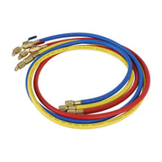 3x HVAC 1/4" SAE 600 PSI Charging Hoses W/ Shut Valve AC Refrigerant