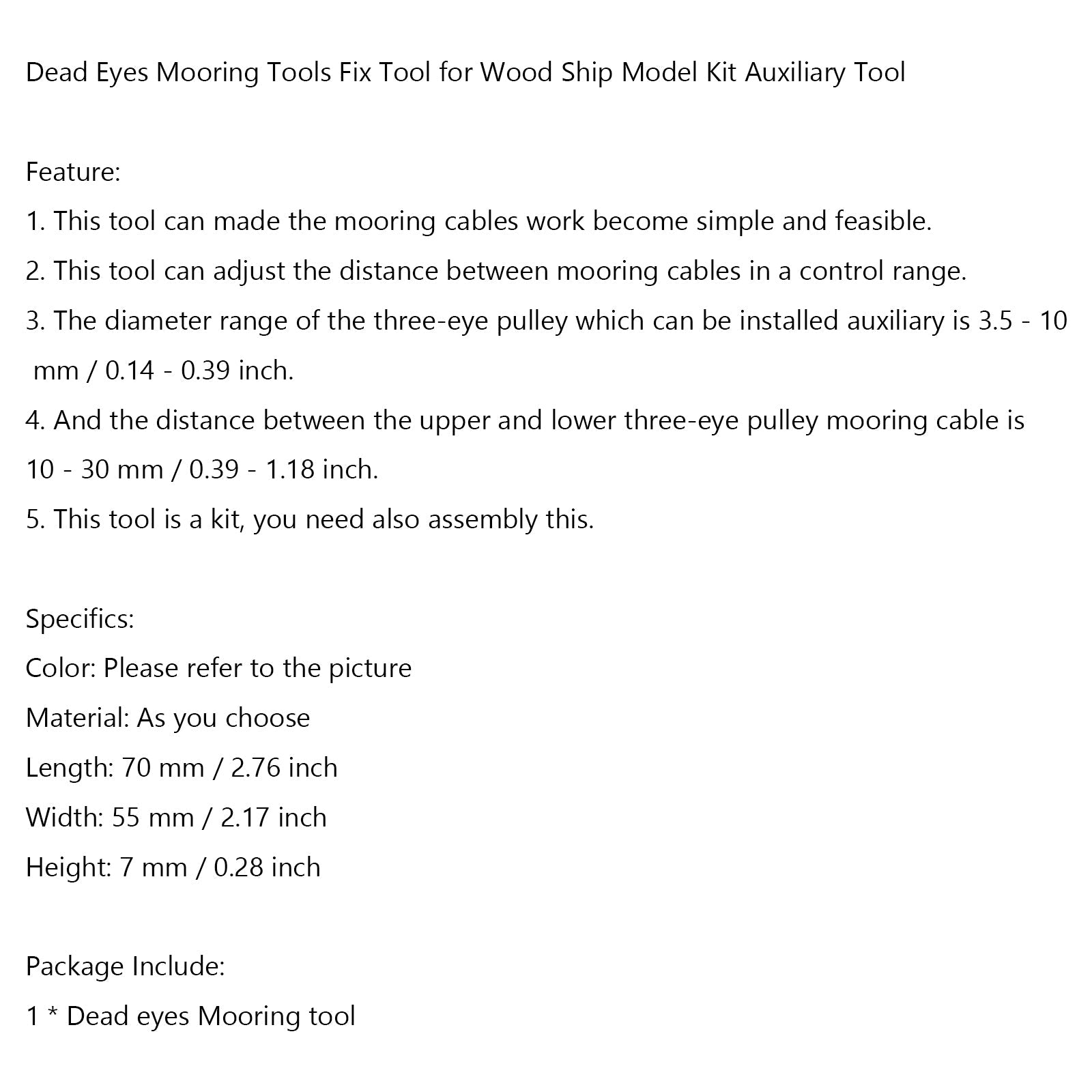 Dead Eyes Mooring Tools Fix Tool for Wood Ship Model Kit Auxiliary Tool A