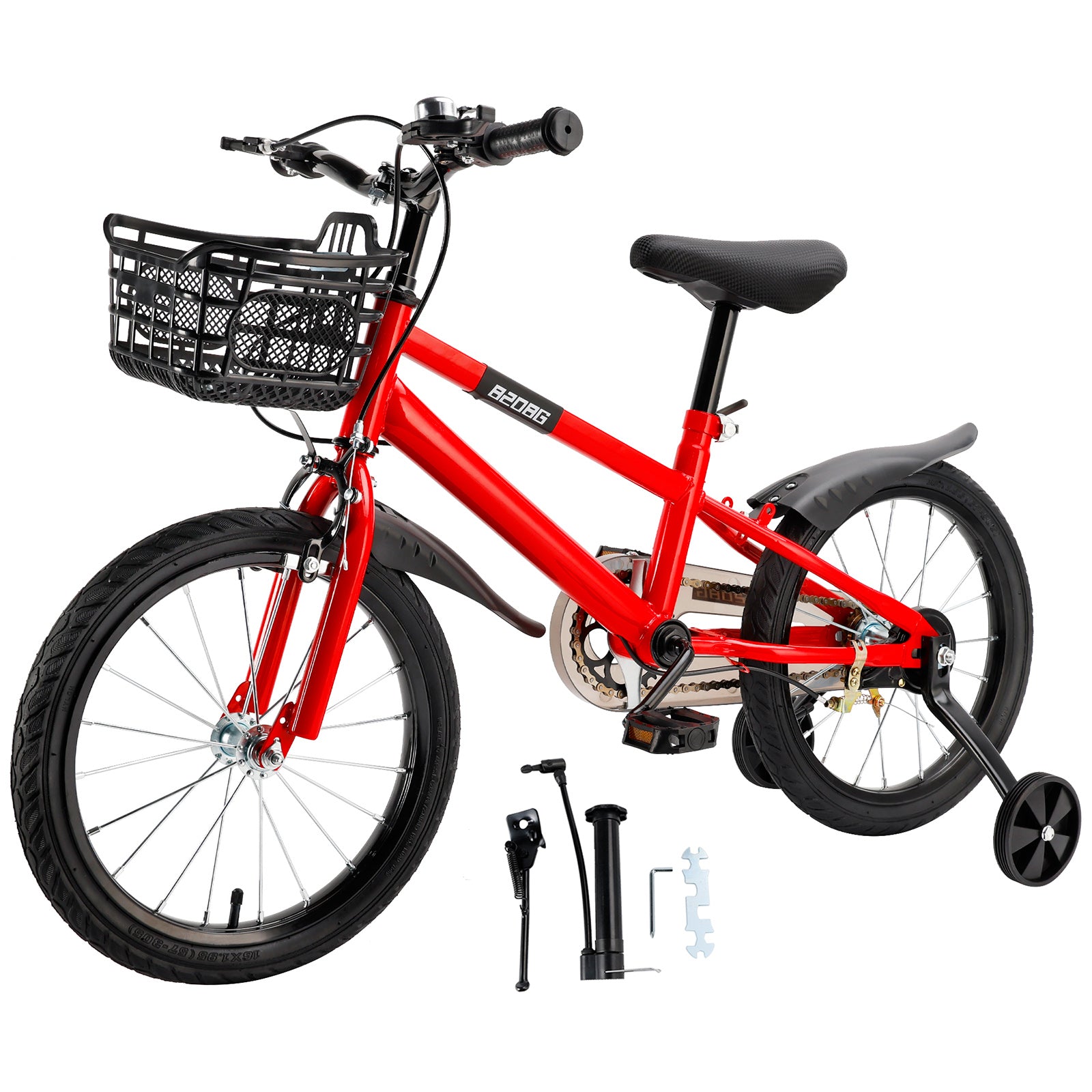 14" Kids Toddlers Bicycle for Boys and Girls with Training Wheels Basket Red