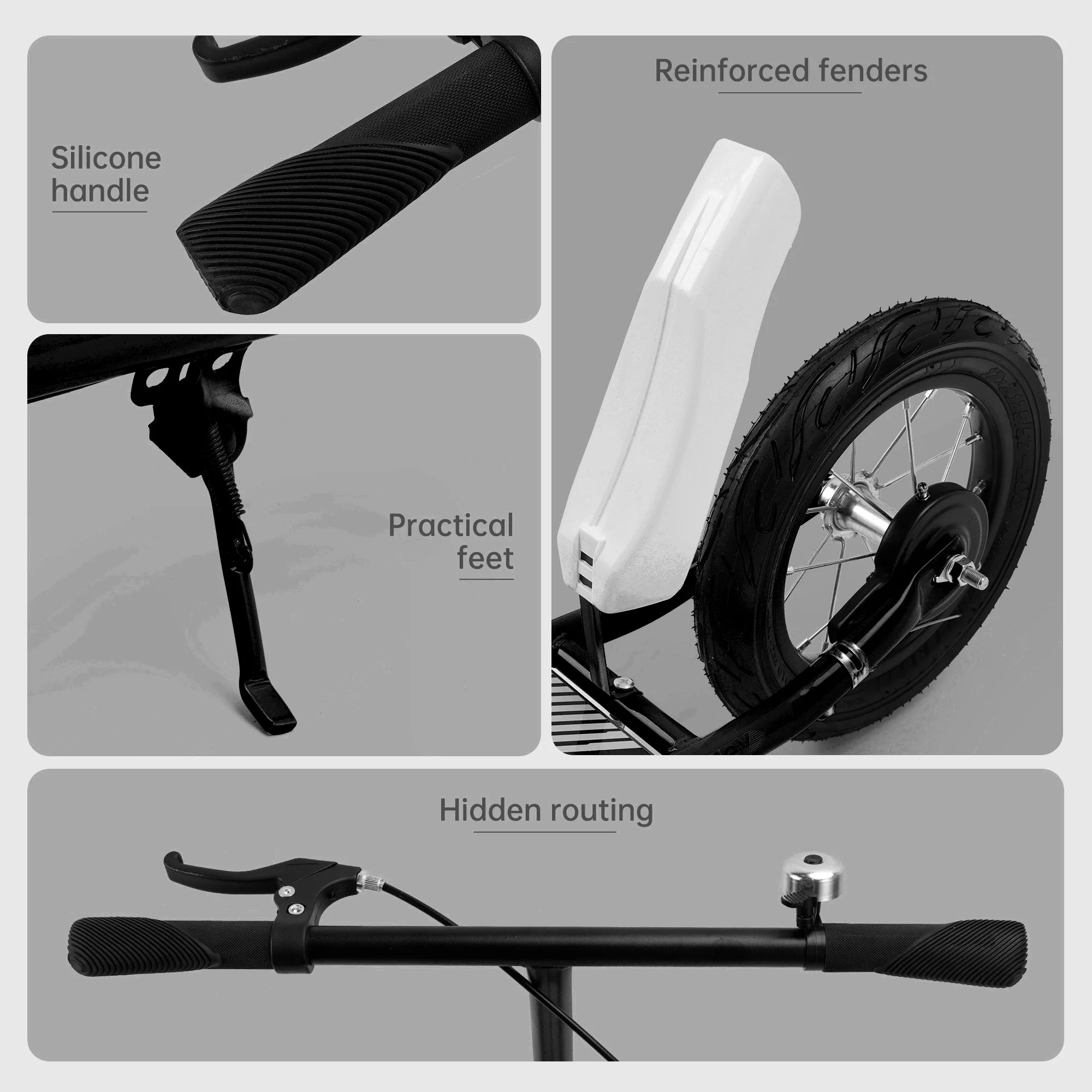 Black 12" Foldable Scooter with Shock-Absorbing Tires