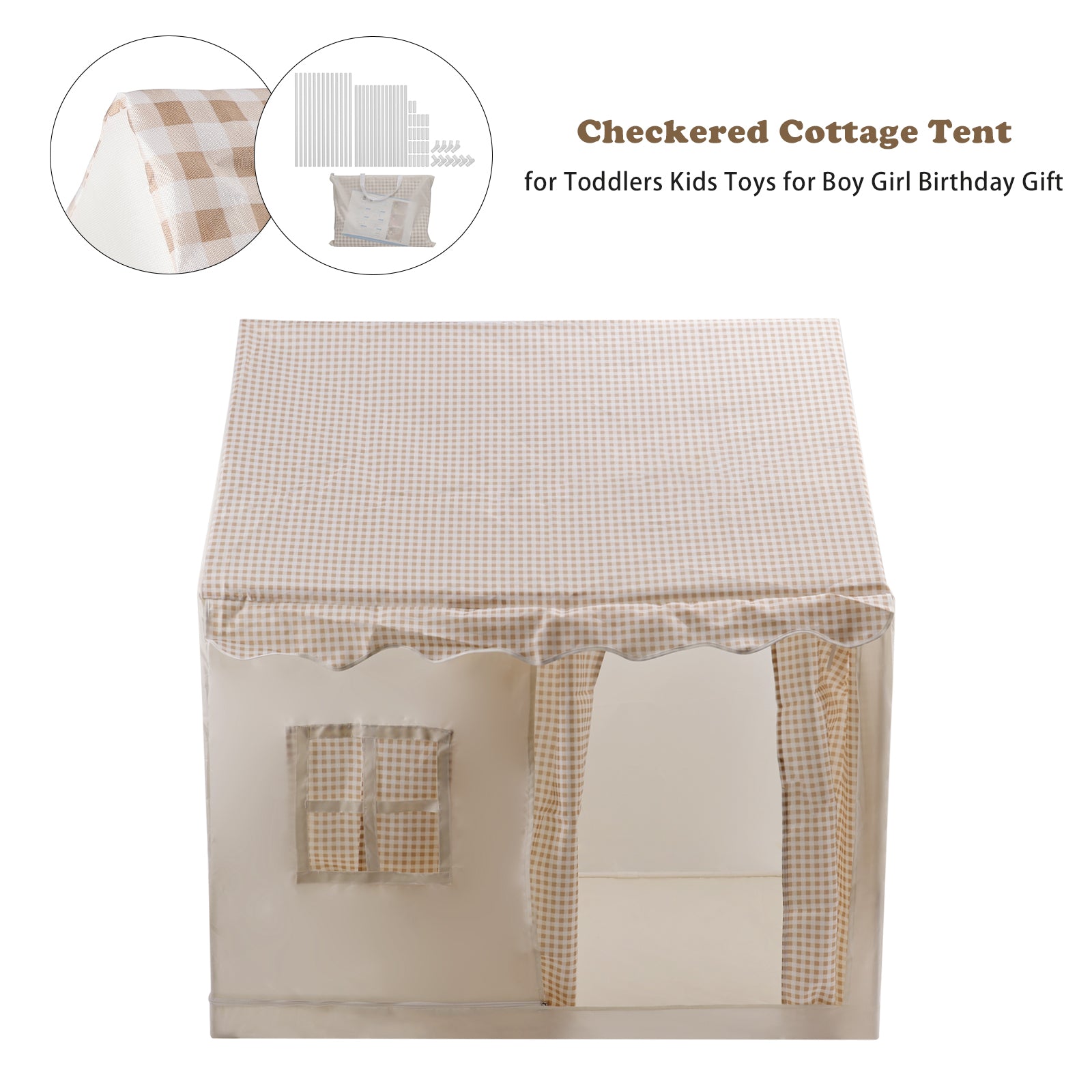 PVC Brackets-Toddler Girl Tent Indoor Playhouse for Toddlers Kids Toys for Boy Girl Birthday Gift khaki