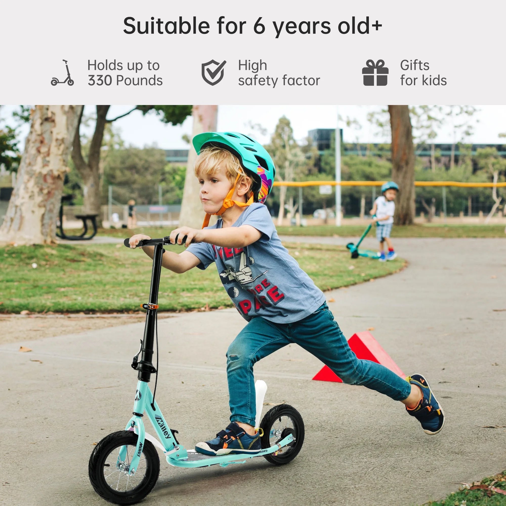 Green Kick Scooter Bike Anti-Shock Suspension Kids/Teens 6+