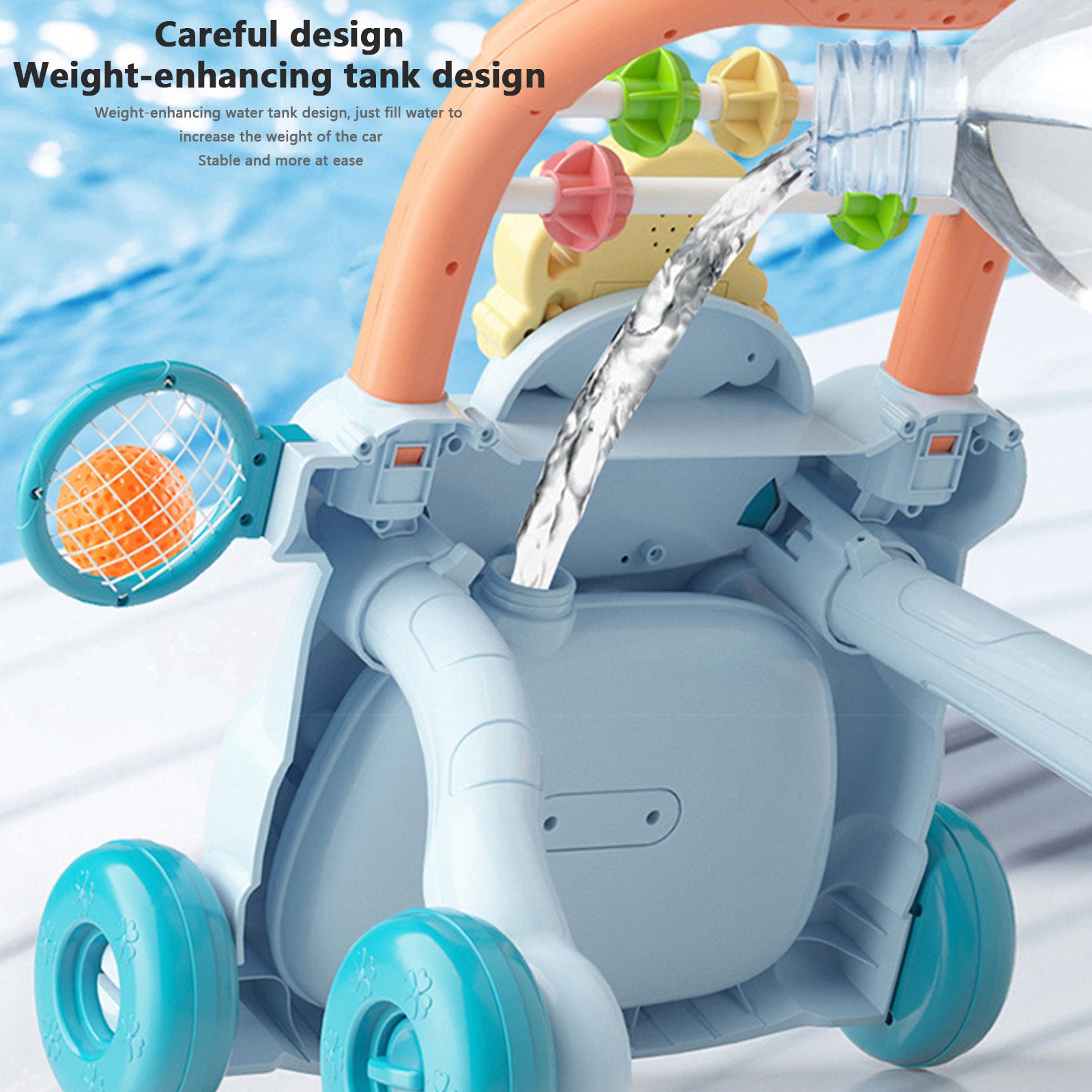 Speed Adjustable Musical Activity Center with water tank for 6 Month and up Baby Walker Sit and Stand Push Learning Toys