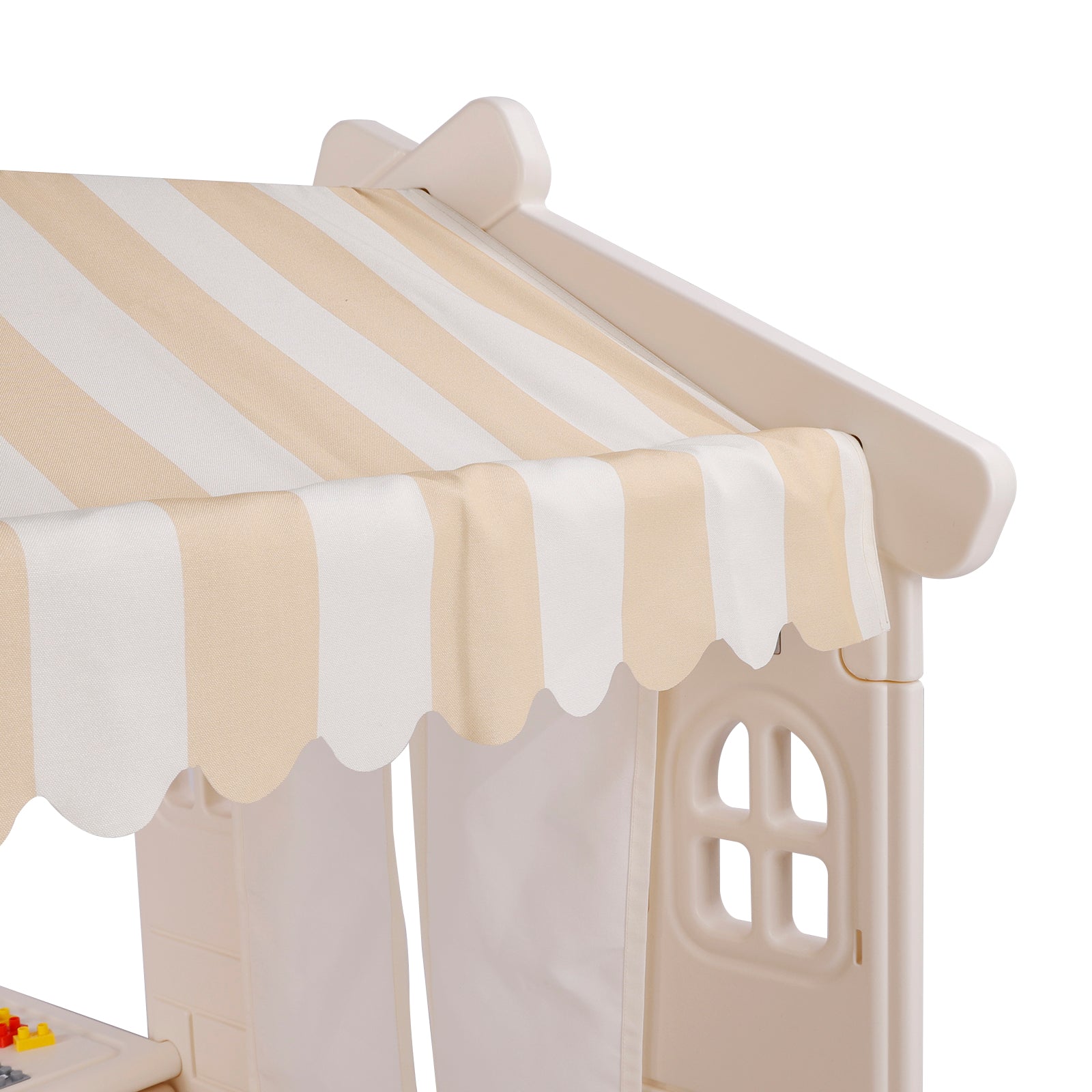 Kids Plastic Outdoor Playhouse with Lights & Building Blocks – Toddler Playhouse Toy for Backyard & Garden Fun