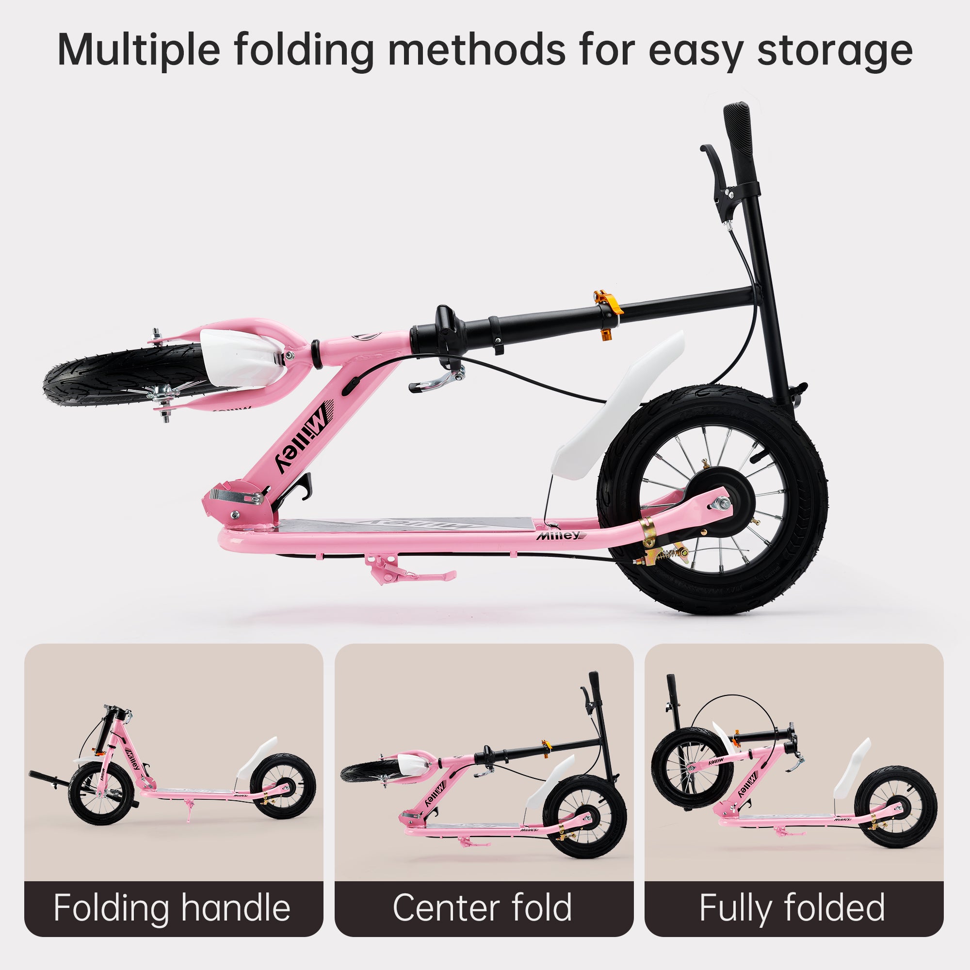 Foldable Commuter Kids Scooter with 12" Air Tires