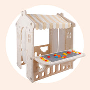 Kids Plastic Outdoor Playhouse with Lights & Building Blocks – Toddler Playhouse Toy for Backyard & Garden Fun