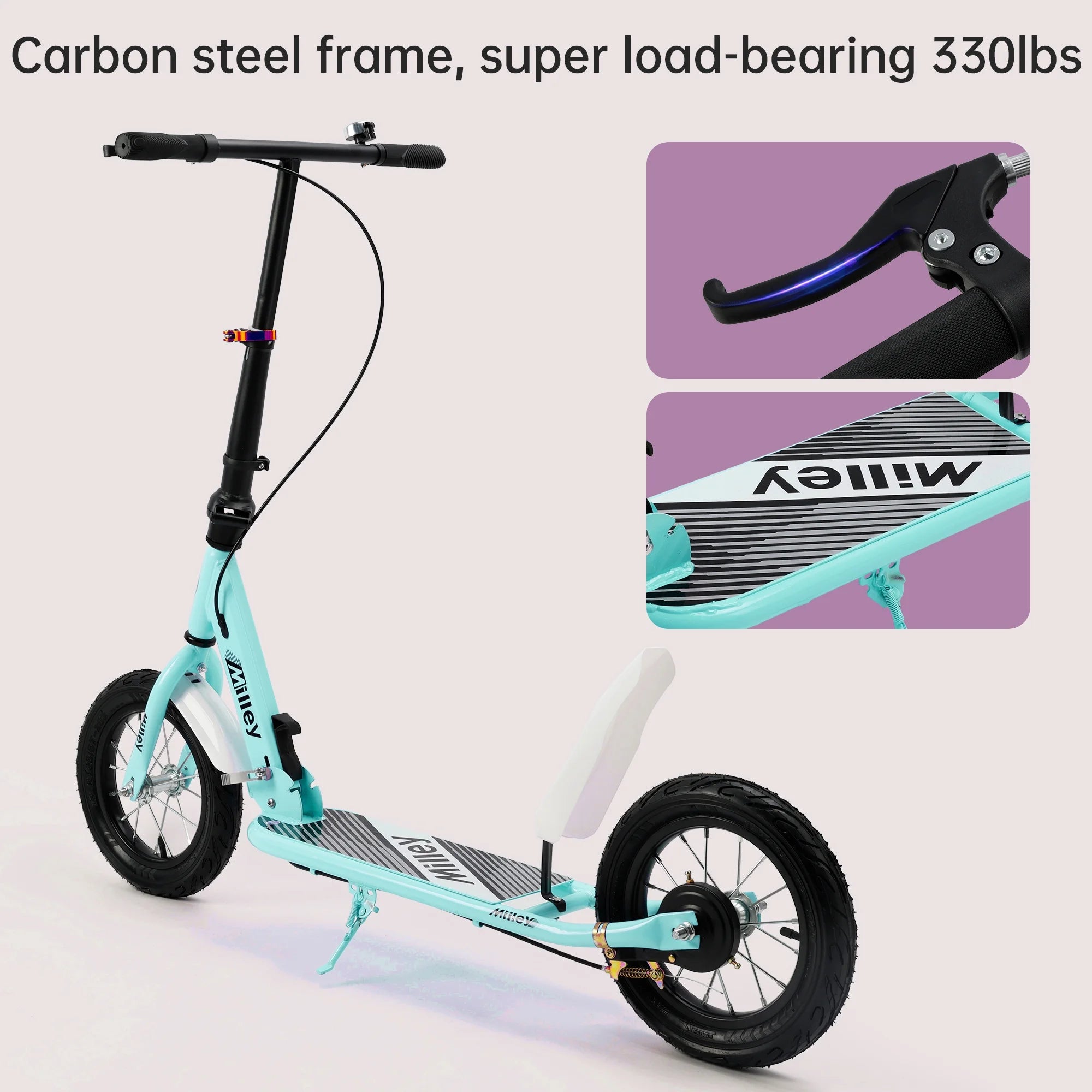 Green Kick Scooter Bike Anti-Shock Suspension Kids/Teens 6+