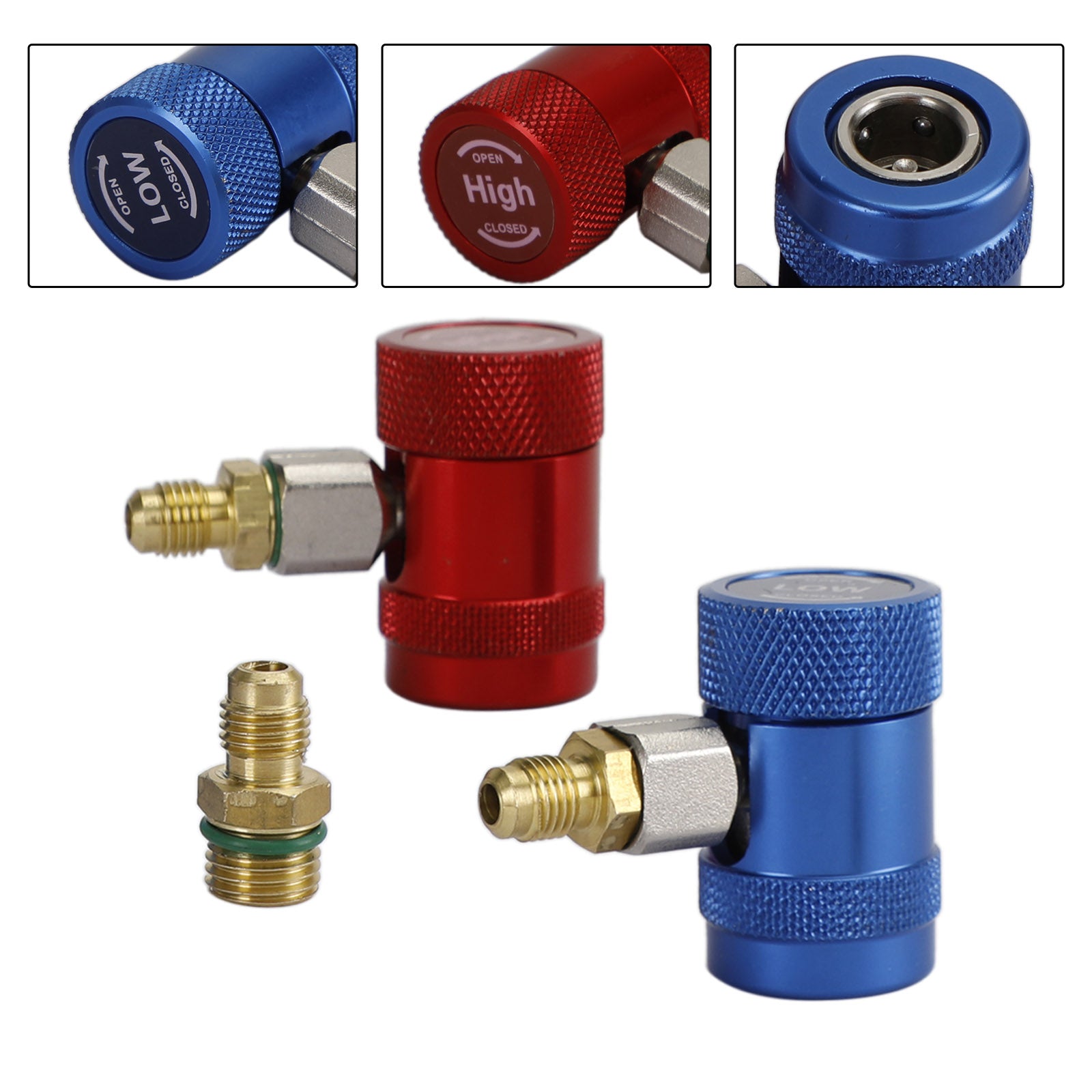 A/C Quick Coupler Adapter Manifold Connector 1/4" Sae Hvac High&Low Side