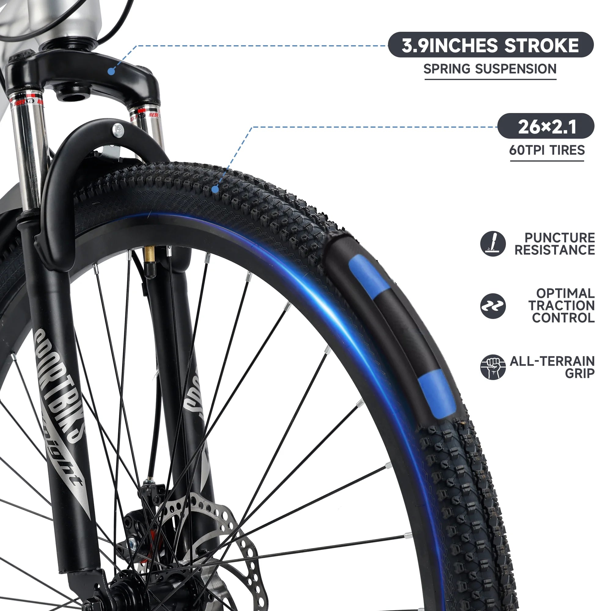 Stylish 26-Inch Bike for Rugged Trails & Smooth Rides