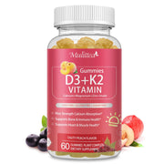 Vitamin D3 10000iu with K2 (MK7) 200mcg -Formulated with Calcium Magnesium Zinc & Inulin–Immune Support, Bone & Heart Health, Enhanced Absorption, Sugar-Free Gummies -Peach Flavor-60 Counts