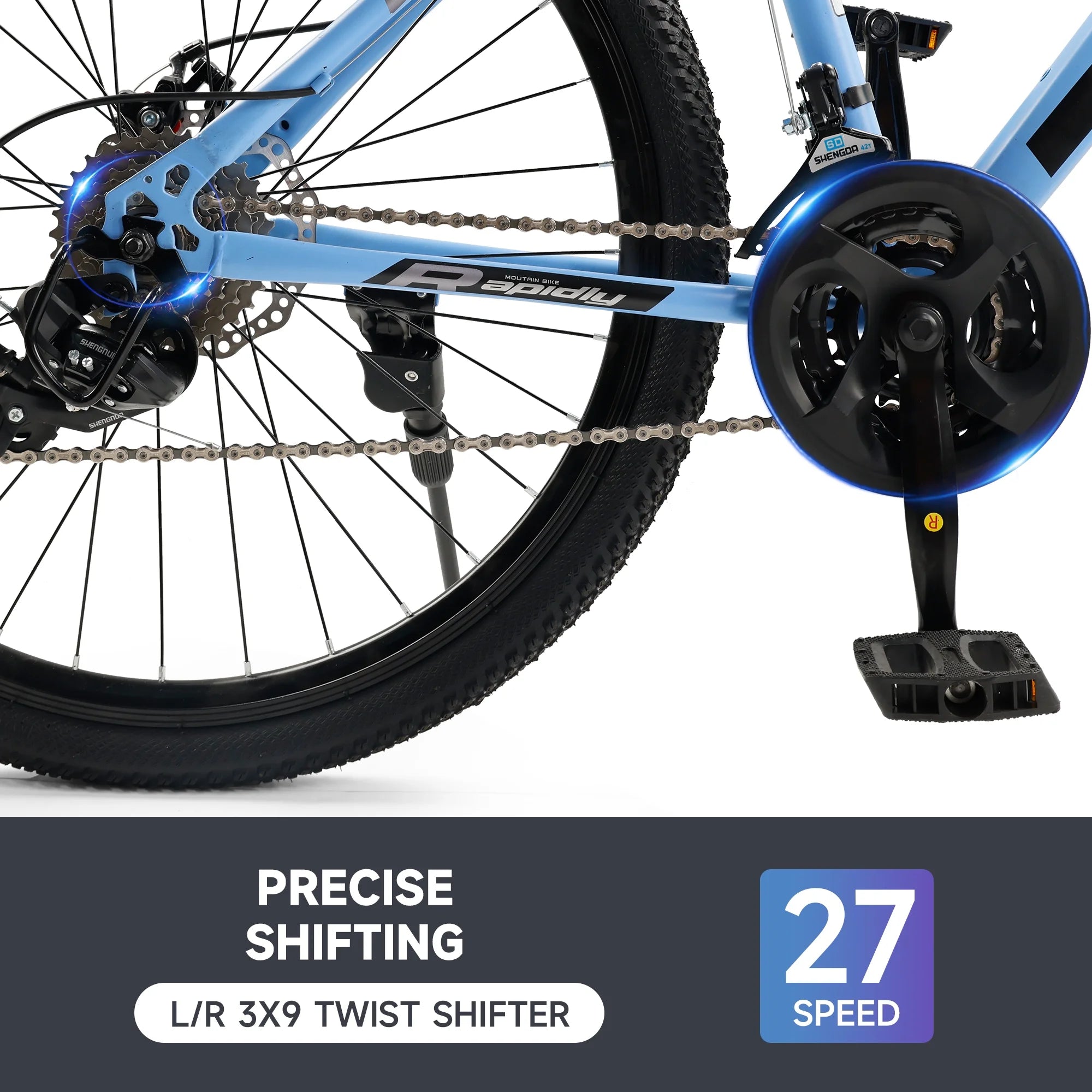 26" Wheels Mountain Bike 27-Speed Double Disc Brake MTB for Adults
