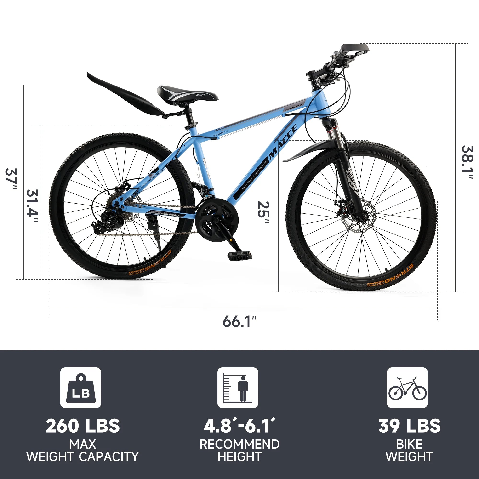 26" Wheels Mountain Bike 27-Speed Double Disc Brake MTB for Adults