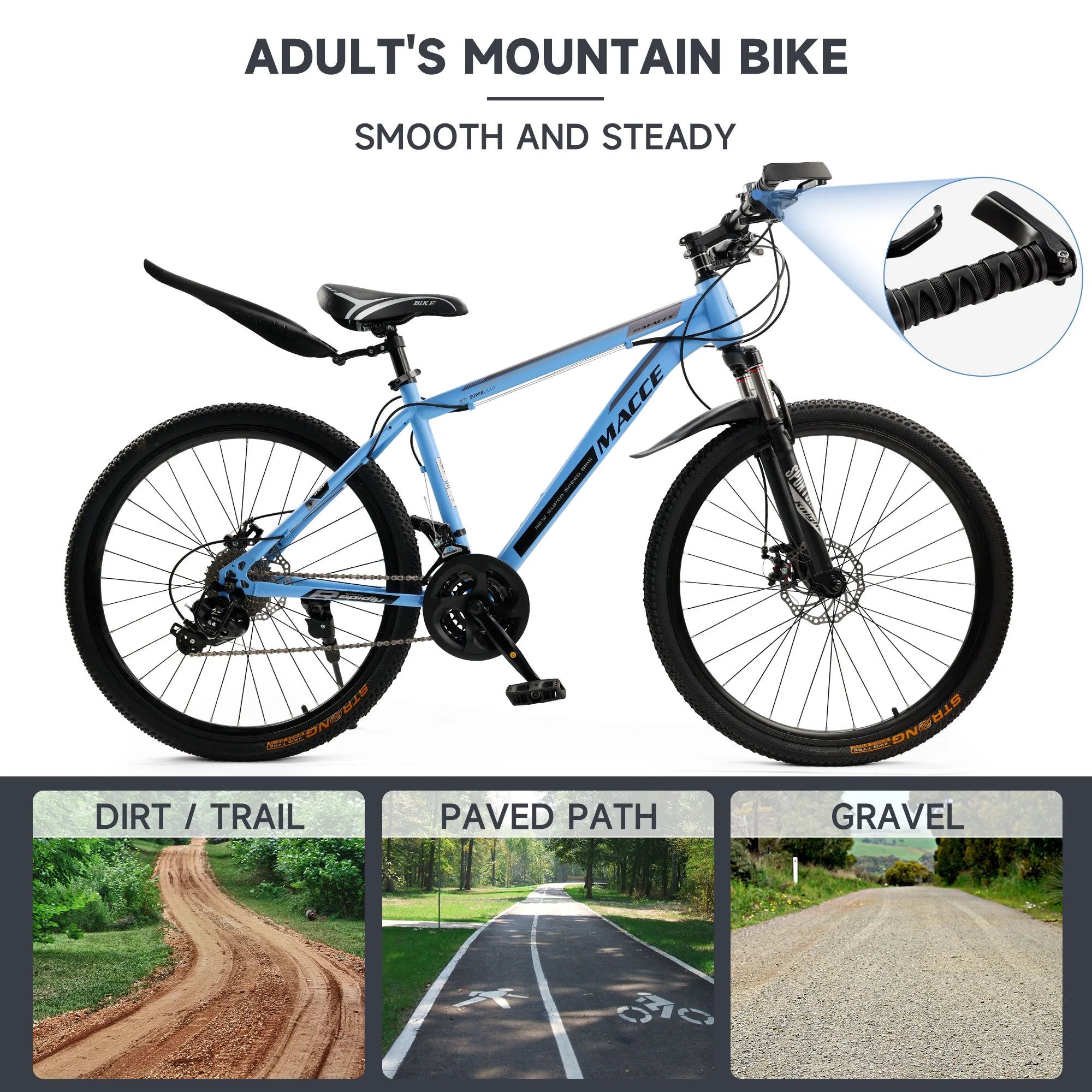 26" Wheels Mountain Bike 27-Speed Double Disc Brake MTB for Adults