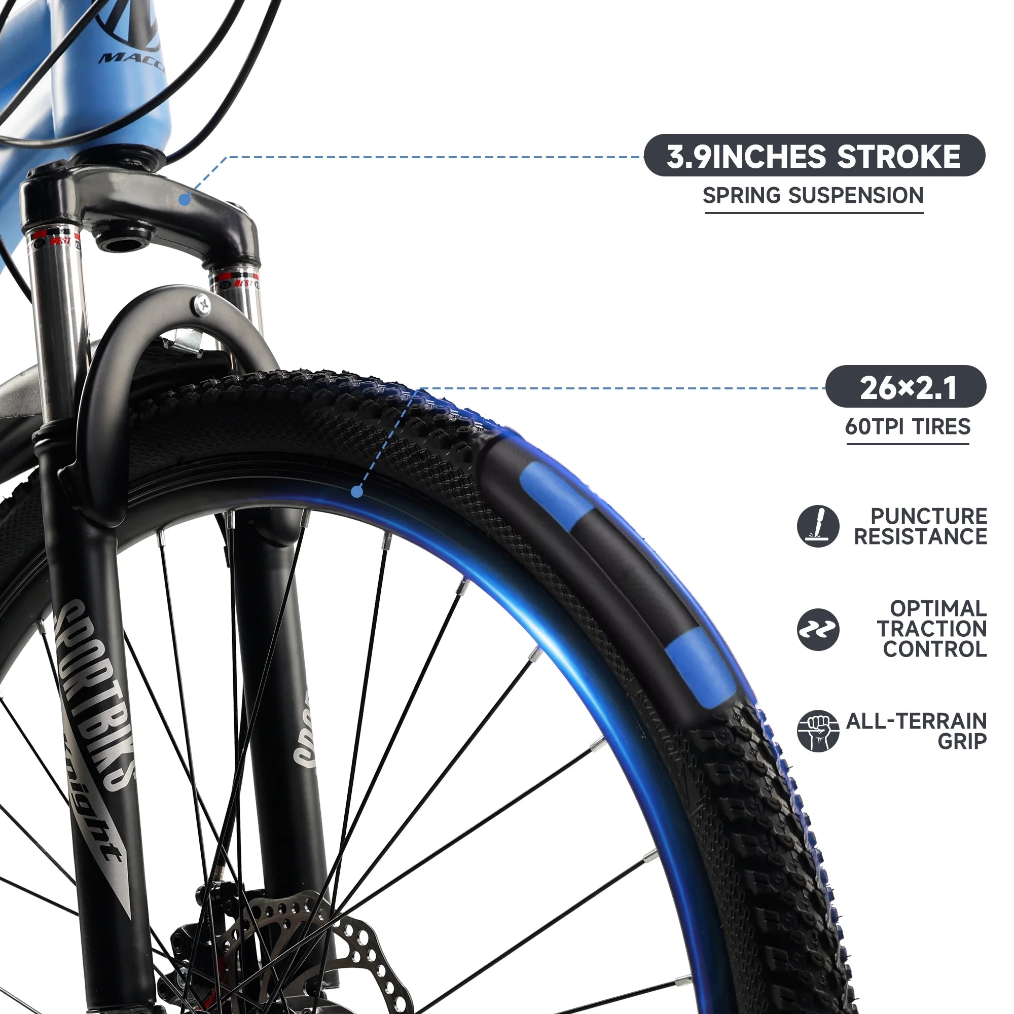 26" Wheels Mountain Bike 27-Speed Double Disc Brake MTB for Adults