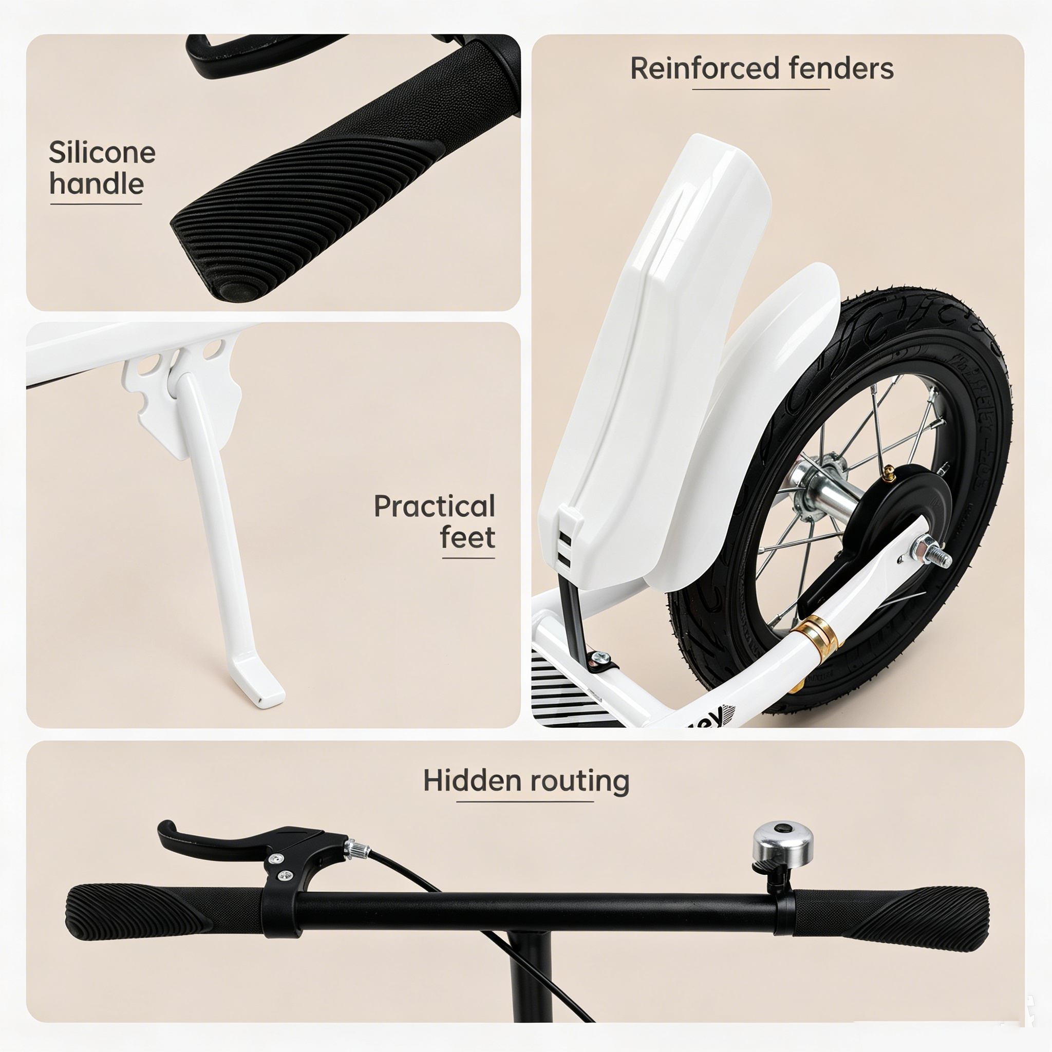 White Kick Scooter for Grown-Ups & Teens – Smooth Ride, Folding Design, Air-Filled Tires